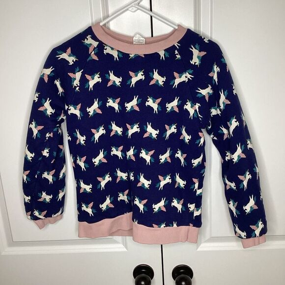 EUC Girls Hanna Andersson‎ Heavy Warm Sherpa Sweatshirt Unicorn's - Picture 1 of 5
